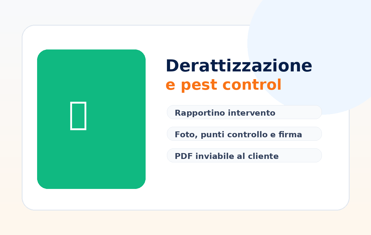 Mockup ReportOne per derattizzazione e pest control