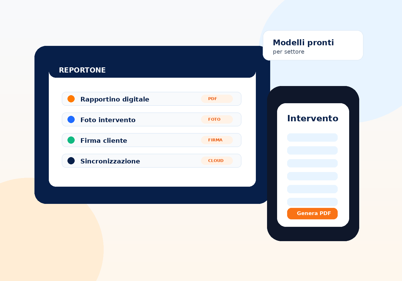 Confronto visivo tra ReportOne e software generico per interventi tecnici